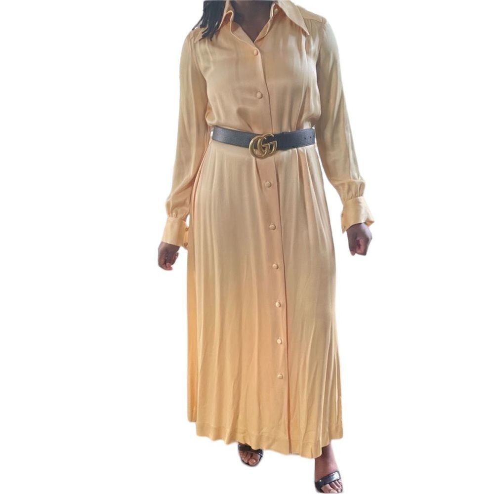 I.MAGNIN & CO. Vintage Leo Narducci Yellow Gold Satin Shirtdress